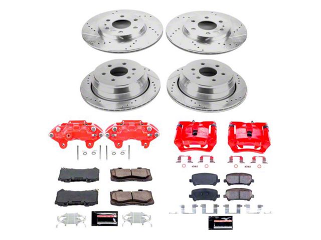 PowerStop Z23 Evolution 6-Lug Brake Rotor, Pad and Caliper Kit; Front and Rear (15-20 Colorado)