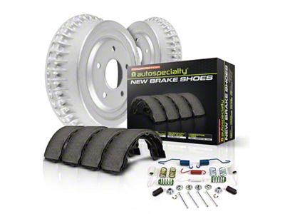 PowerStop OE Replacement 6-Lug Brake Drum and Pad Kit; Rear (92-02 Dakota w/ 9-Inch Rear Drum Brakes)