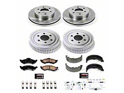PowerStop OE Replacement 6-Lug Brake Rotor, Drum and Pad Kit; Front and Rear (1999 Dakota w/ 9-Inch Rear Drum Brakes)