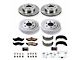PowerStop OE Replacement 6-Lug Brake Rotor, Drum and Pad Kit; Front and Rear (1999 Dakota w/ 9-Inch Rear Drum Brakes)