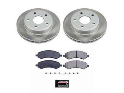 PowerStop Semi-Coated 5-Lug Brake Rotor and Pad Kit; Front (05-11 Dakota)