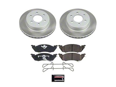 PowerStop Semi-Coated 6-Lug Brake Rotor and Pad Kit; Front (97-98 Dakota)