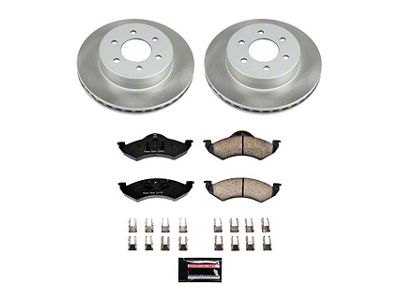 PowerStop Semi-Coated 6-Lug Brake Rotor and Pad Kit; Front (00-02 Dakota)