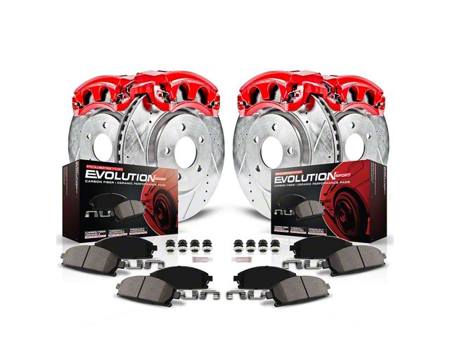 PowerStop Z23 Evolution 6-Lug Brake Rotor, Pad and Caliper Kit; Front and Rear (03-04 Dakota w/ Rear Disc Brakes)