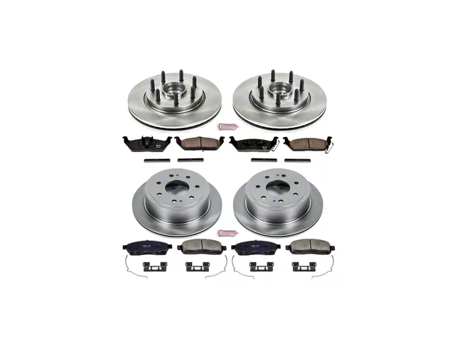 PowerStop OE Replacement 7-Lug Brake Rotor and Pad Kit; Front and Rear (04-08 2WD F-150 w/ 7-Lug)