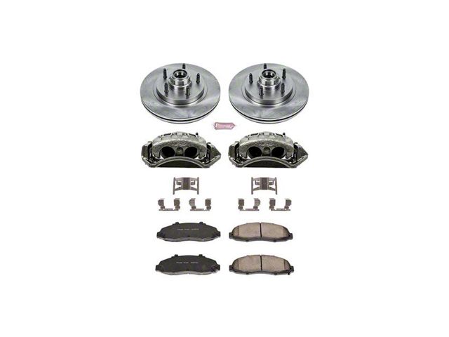 PowerStop OE Replacement 5-Lug Brake Rotor, Pad and Caliper Kit; Front (97-Early 00 2WD F-150 w/ Rear Wheel ABS & Drum Brakes)