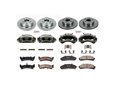 PowerStop OE Replacement 5-Lug Brake Rotor, Pad and Caliper Kit; Front and Rear (99-Early 00 2WD F-150, Excluding Lightning)