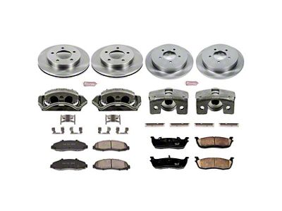 PowerStop OE Replacement 5-Lug Brake Rotor, Pad and Caliper Kit; Front and Rear (99-Early 00 4WD F-150)