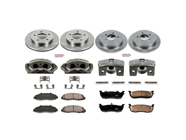 PowerStop OE Replacement 5-Lug Brake Rotor, Pad and Caliper Kit; Front and Rear (Late 00-03 4WD F-150)