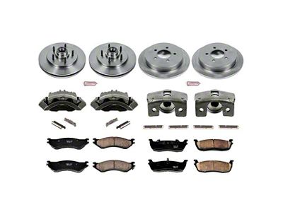 PowerStop OE Replacement 5-Lug Brake Rotor, Pad and Caliper Kit; Front and Rear (99-Early 00 F-150 Lightning)