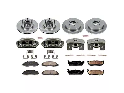 PowerStop OE Replacement 5-Lug Brake Rotor, Pad and Caliper Kit; Front and Rear (Late 00-03 2WD F-150, Excluding Lightning)