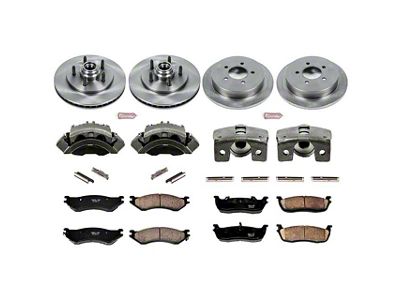 PowerStop OE Replacement 5-Lug Brake Rotor, Pad and Caliper Kit; Front and Rear (Late 00-03 F-150 Lightning)