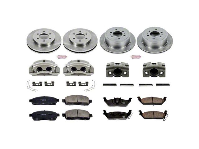 PowerStop OE Replacement 6-Lug Brake Rotor, Pad and Caliper Kit; Front and Rear (2004 4WD F-150)