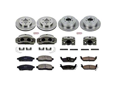 PowerStop OE Replacement 6-Lug Brake Rotor, Pad and Caliper Kit; Front and Rear (05-08 4WD F-150)