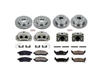 PowerStop OE Replacement 7-Lug Brake Rotor, Pad and Caliper Kit; Front and Rear (2004 4WD F-150)