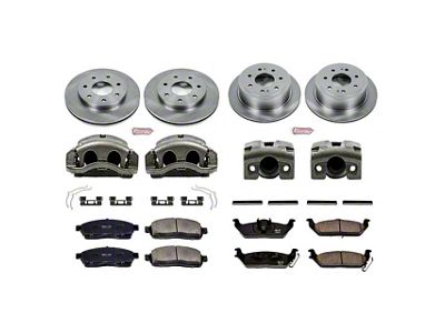 PowerStop OE Replacement 7-Lug Brake Rotor, Pad and Caliper Kit; Front and Rear (05-08 4WD F-150)