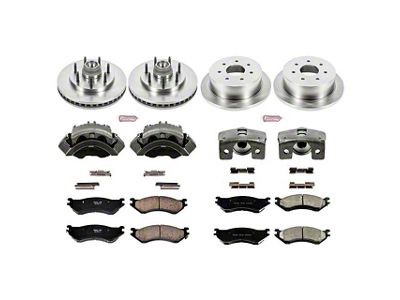 PowerStop OE Replacement 7-Lug Brake Rotor, Pad and Caliper Kit; Front and Rear (00-03 2WD F-150 w/ Rear Disc Brakes, Excluding Lightning)
