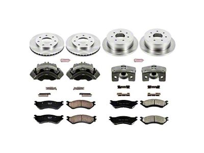 PowerStop OE Replacement 7-Lug Brake Rotor, Pad and Caliper Kit; Front and Rear (00-03 4WD F-150 w/ Rear Disc Brakes)