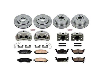 PowerStop OE Replacement 6-Lug Brake Rotor, Pad and Caliper Kit; Front and Rear (2009 F-150)