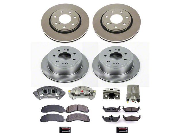 PowerStop OE Replacement 7-Lug Brake Rotor, Pad and Caliper Kit; Front and Rear (10-11 2WD/4WD F-150)