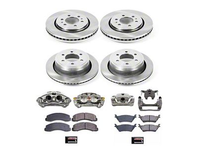 PowerStop OE Replacement 6-Lug Brake Rotor, Pad and Caliper Kit; Front and Rear (12-14 2WD/4WD F-150; 15-17 F-150 w/ Manual Parking Brake; 17-18 F-150 Raptor)