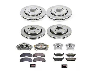 PowerStop OE Replacement 6-Lug Brake Rotor, Pad and Caliper Kit; Front and Rear (15-17 F-150 w/ Electric Parking Brake)