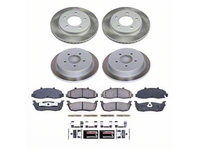 PowerStop Semi-Coated 5-Lug Brake Rotor and Pad Kit; Front and Rear (99-Early 00 4WD F-150 w/ Rear Disc Brakes)