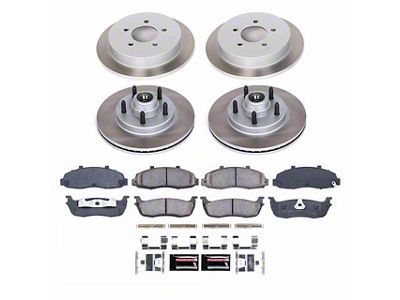 PowerStop Semi-Coated 5-Lug Brake Rotor and Pad Kit; Front and Rear (Late 00-03 2WD F-150 w/ Rear Disc Brakes, Excluding Lightning)