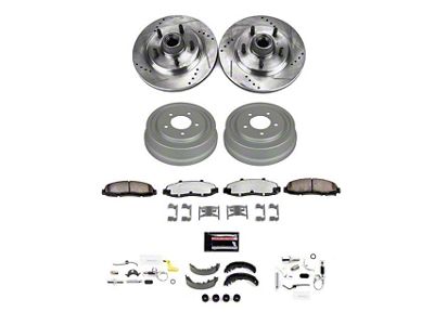 PowerStop Z23 Evolution Sport 5-Lug Brake Rotor, Pad and Drum Kit; Front and Rear (01-02 2WD F-150 w/ Rear Drum Brakes)