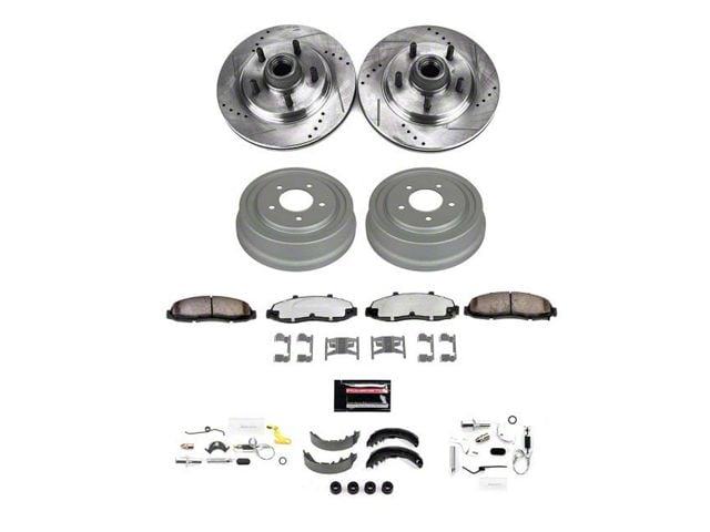 PowerStop Z23 Evolution 5-Lug Brake Rotor, Pad and Drum Kit; Front and Rear (01-02 2WD F-150 w/ Rear Drum Brakes)