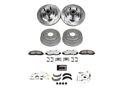 PowerStop Z23 Evolution 5-Lug Brake Rotor, Pad and Drum Kit; Front and Rear (01-02 2WD F-150 w/ Rear Drum Brakes)