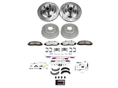 PowerStop Z36 Extreme Truck and Tow 5-Lug Brake Rotor, Pad and Drum Kit; Front and Rear (01-02 2WD F-150 w/ Rear Drum Brakes)