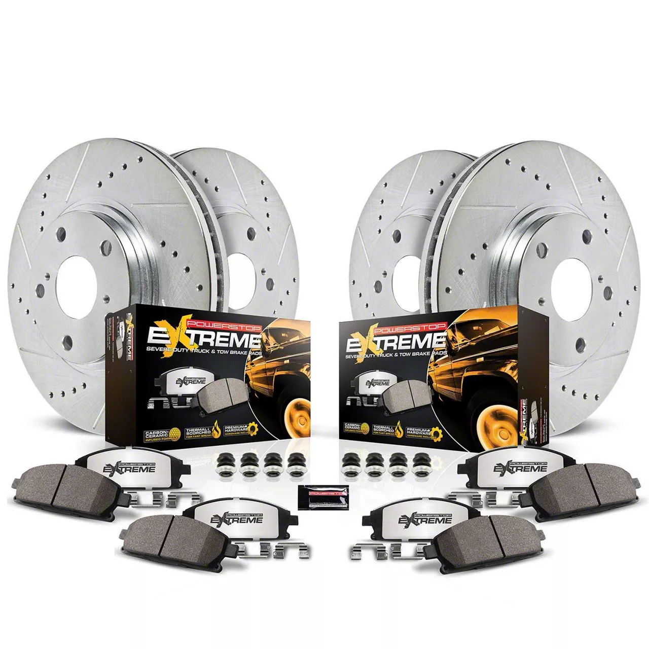 PowerStop Z36 Extreme Truck and Tow 6-Lug Brake Rotor and Pad Kit; Front and Rear (21-24 F-150 w/ 350mm Rear Rotors)