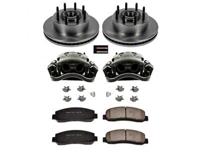 PowerStop OE Replacement 8-Lug Brake Rotor, Pad and Caliper Kit; Front (Late 07-08 2WD F-250 Super Duty)