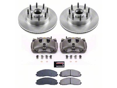 PowerStop OE Replacement 8-Lug Brake Rotor, Pad and Caliper Kit; Front (13-22 2WD F-250 Super Duty)