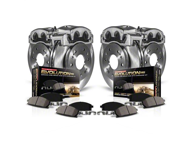 PowerStop OE Replacement 8-Lug Brake Rotor, Pad and Caliper Kit; Front and Rear (13-22 2WD F-250 Super Duty)