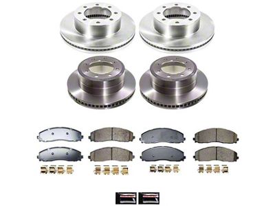 PowerStop OE Replacement 8-Lug Brake Rotor and Pad Kit; Front and Rear (23-25 4WD F-250 Super Duty)