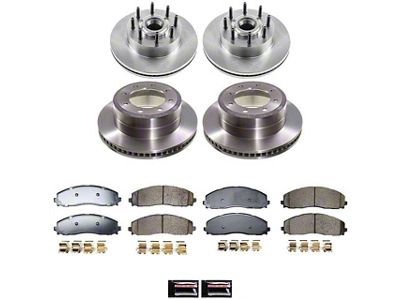 PowerStop OE Replacement 8-Lug Brake Rotor and Pad Kit; Front and Rear (23-25 2WD F-250 Super Duty)