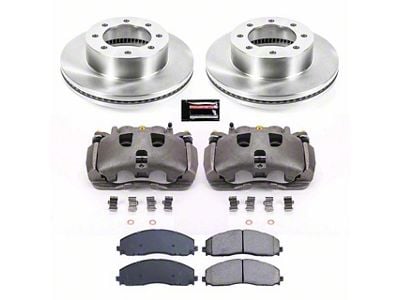 PowerStop OE Replacement 8-Lug Brake Rotor, Pad and Caliper Kit; Front (13-16 4WD F-250 Super Duty)