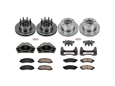 PowerStop OE Replacement 8-Lug Brake Rotor, Pad and Caliper Kit; Front and Rear (2011 2WD F-250 Super Duty)