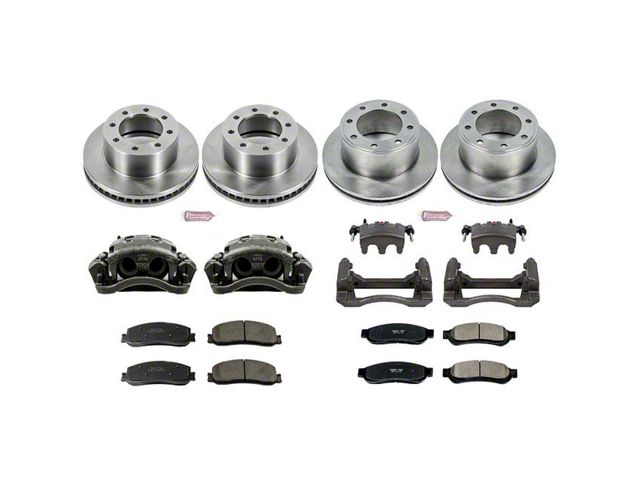 PowerStop OE Replacement 8-Lug Brake Rotor, Pad and Caliper Kit; Front and Rear (2012 4WD F-250 Super Duty)