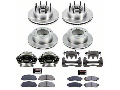 PowerStop OE Replacement 8-Lug Brake Rotor, Pad and Caliper Kit; Front and Rear (2012 2WD F-250 Super Duty)