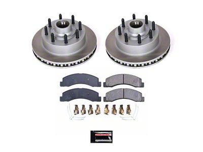 PowerStop Semi-Coated 8-Lug Brake Rotor and Pad Kit; Front (99-02 2WD F-250 Super Duty w/ 4-Wheel ABS)