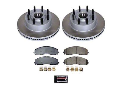 PowerStop Semi-Coated 8-Lug Brake Rotor and Pad Kit; Front (23-25 2WD F-250 Super Duty)