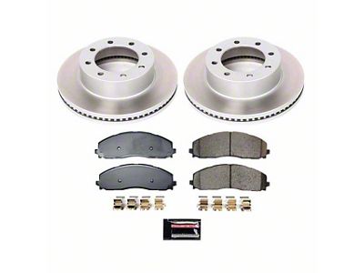 PowerStop Semi-Coated 8-Lug Brake Rotor and Pad Kit; Front (23-25 4WD F-250 Super Duty)