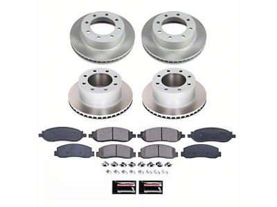 PowerStop Semi-Coated 8-Lug Brake Rotor and Pad Kit; Front and Rear (05-Early 07 4WD F-250 Super Duty)
