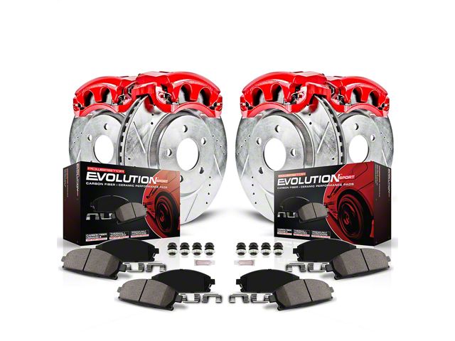 PowerStop Z23 Evolution 8-Lug Brake Rotor, Pad and Caliper Kit; Front and Rear (13-22 2WD F-250 Super Duty)