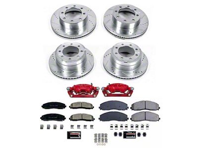 PowerStop Z23 Evolution 8-Lug Brake Rotor, Pad and Caliper Kit; Front and Rear (13-22 4WD F-250 Super Duty SRW)