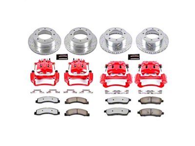 PowerStop Z36 Extreme Truck and Tow 8-Lug Brake Rotor, Pad and Caliper Kit; Front and Rear (Late 00-04 4WD F-250 Super Duty)