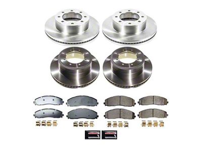 PowerStop OE Replacement 8-Lug Brake Rotor and Pad Kit; Front and Rear (23-25 4WD F-350 Super Duty DRW)